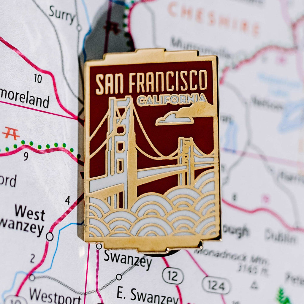 San Francisco pin on a map background