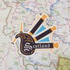 Scotland Sticker on a map background