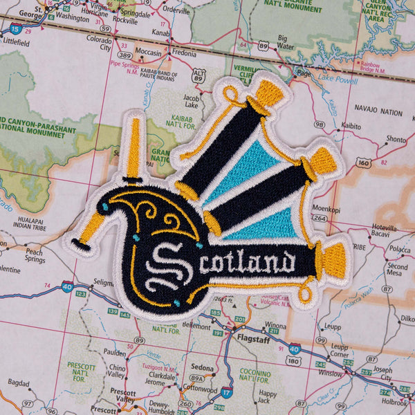 Scotland patch on a map background