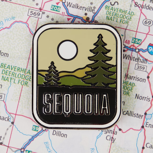 Sequoia pin on a map background