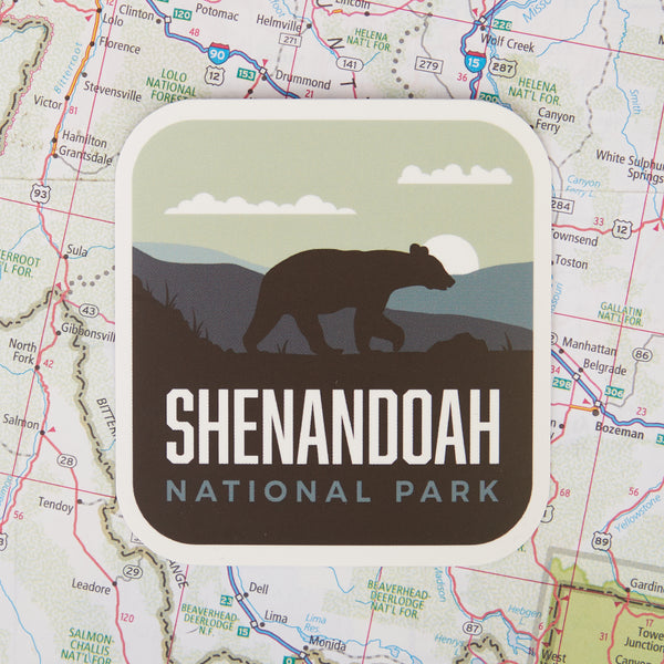 Shenandoah Sticker  on a map background