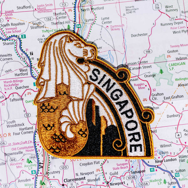 Singapore patch on a map background