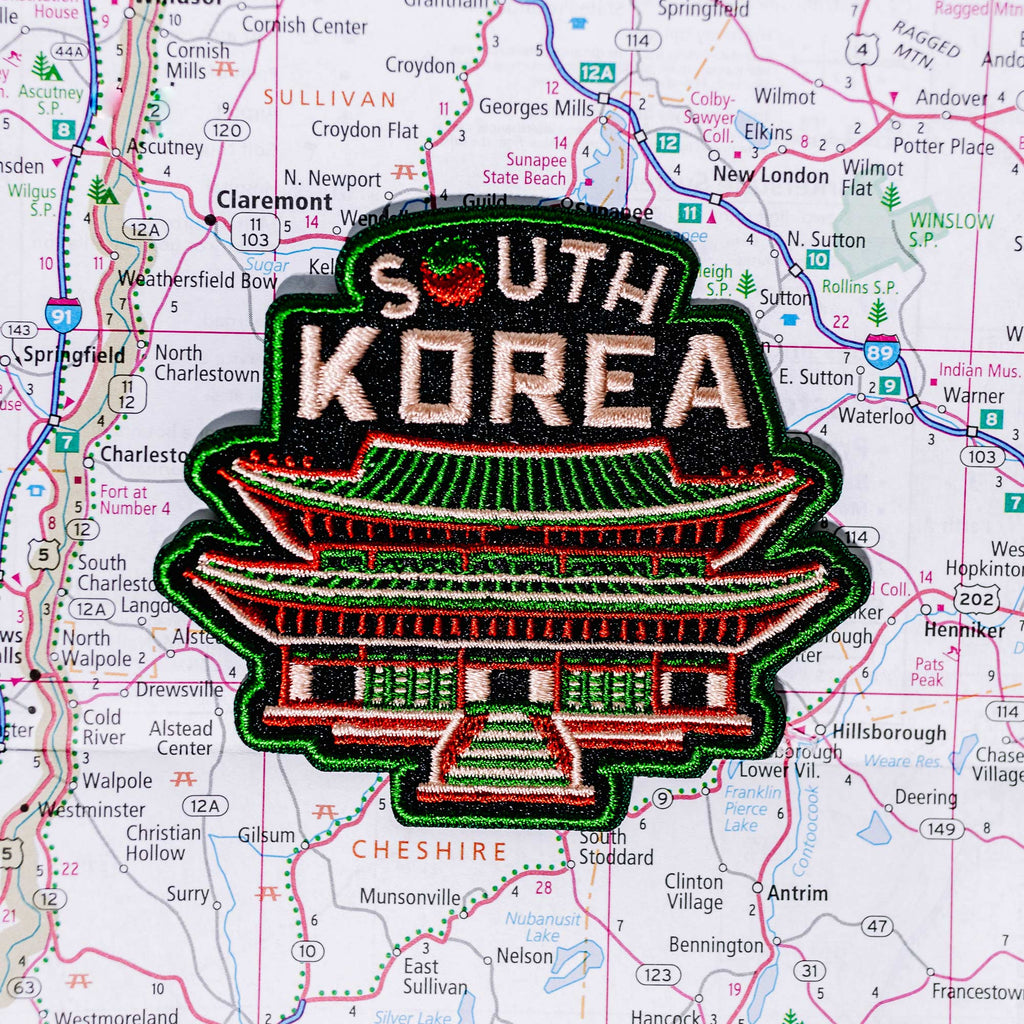 South Korea patch on a map background