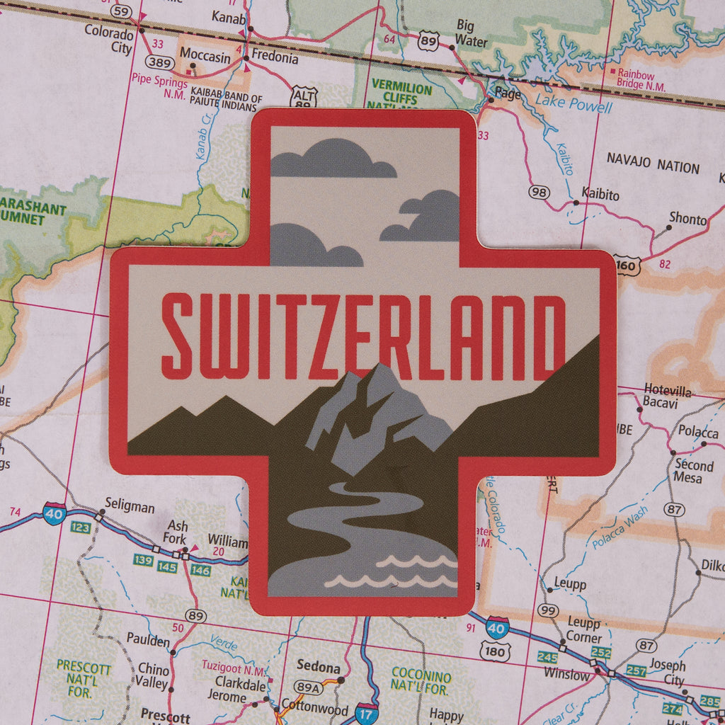 Switzerland Sticker on a map background