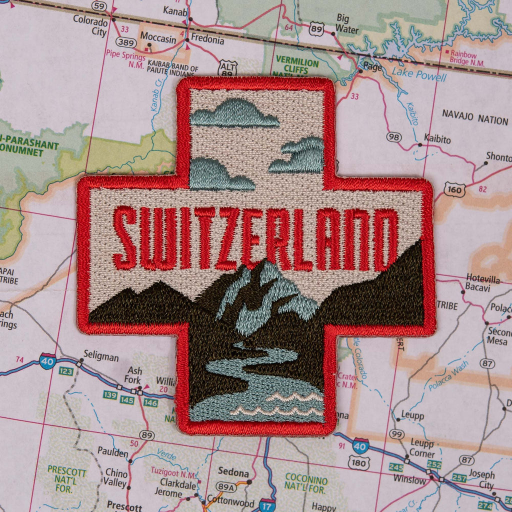 Switzerland patch on a map background