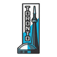 Toronto sticker featuring the CN Tower in blue and black with bold lettering.