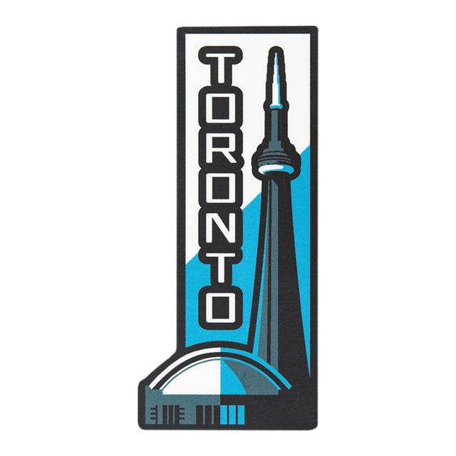 Toronto sticker featuring the CN Tower in blue and black with bold lettering.