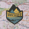 Vancouver sticker on a map background