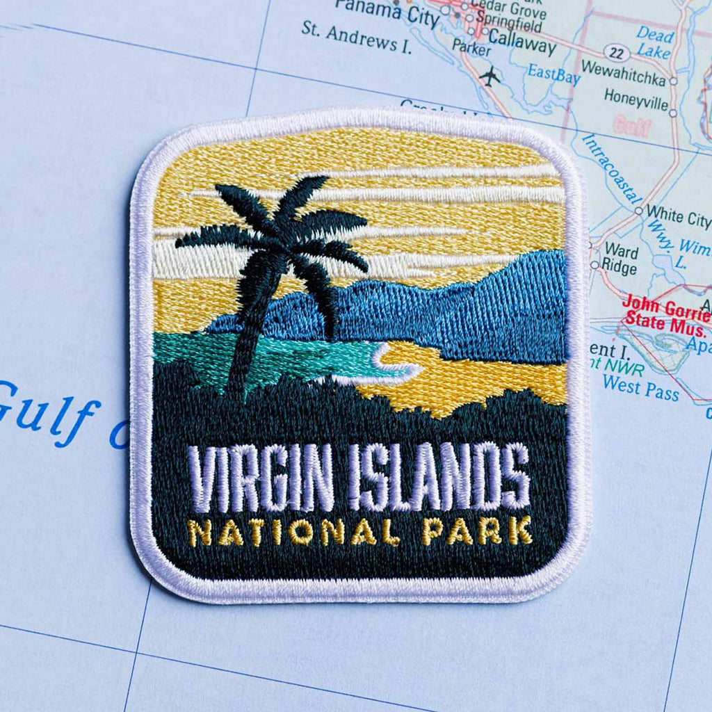 Virgin Islands patch on a map background