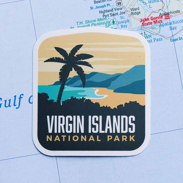 Virgin Islands sticker on a map background