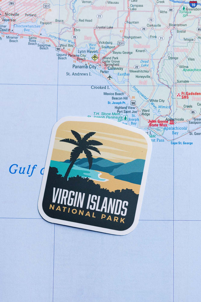 Virgin Islands sticker on a map 