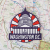 Washington DC fridge magnet on a map background