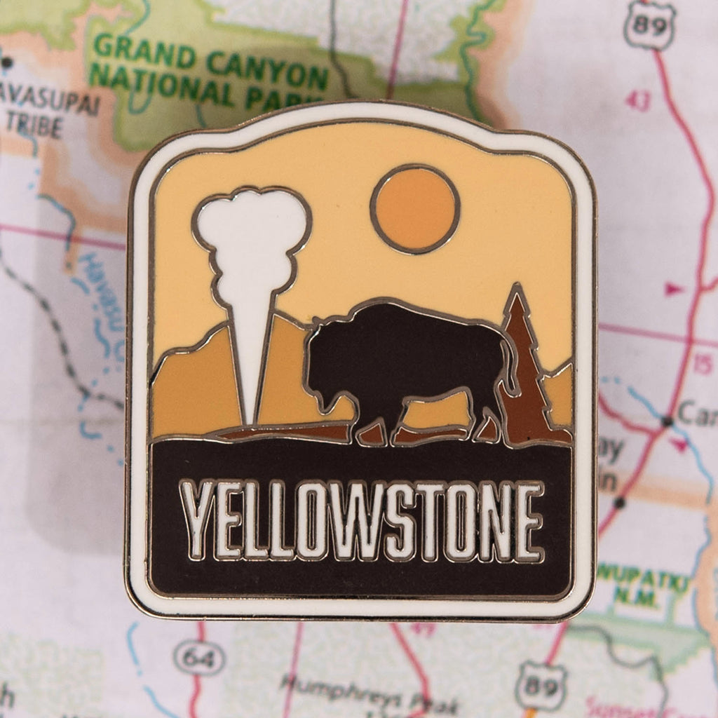 Yellowstone pin on a map background