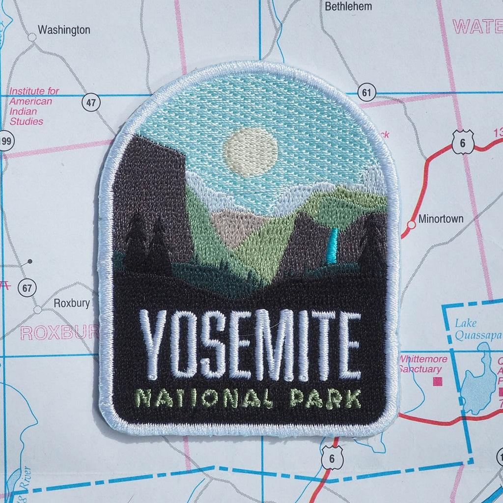 Yosemite patch on a map background