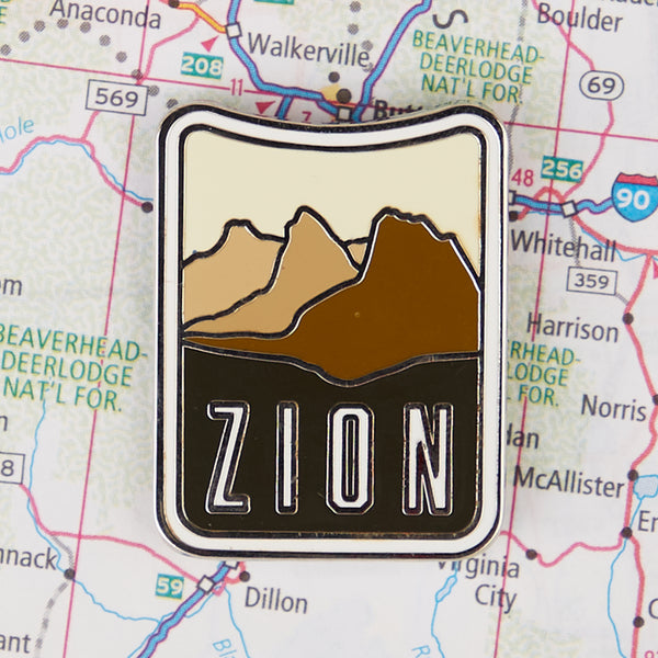 Zion pin on a map background