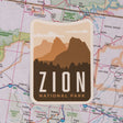 Zion sticker on a map background
