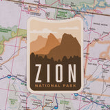 Zion sticker on a map background