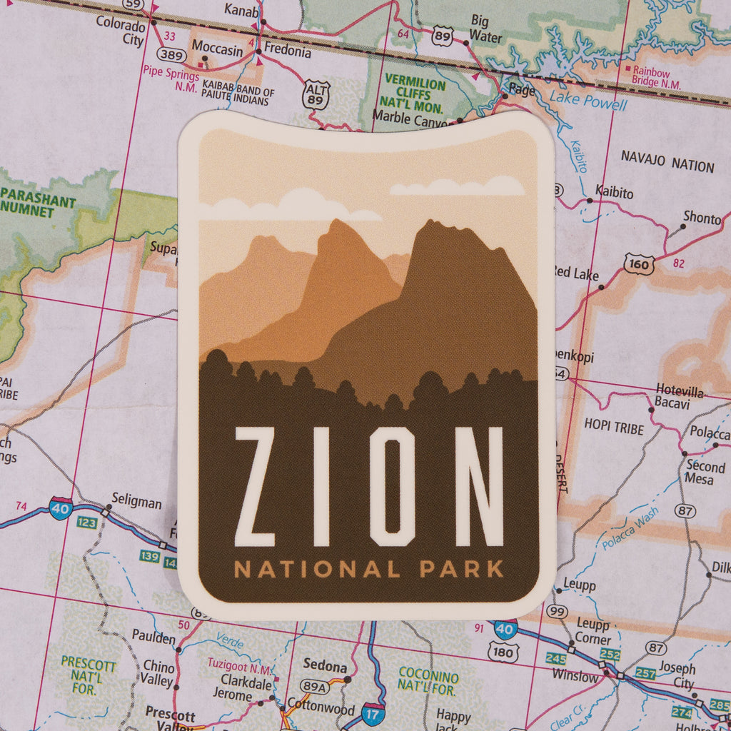 Zion sticker on a map background