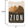 Zion sticker size information