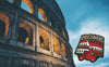 Rome Italy patch on Colosseum background