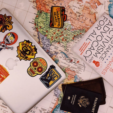 stickers on a laptop